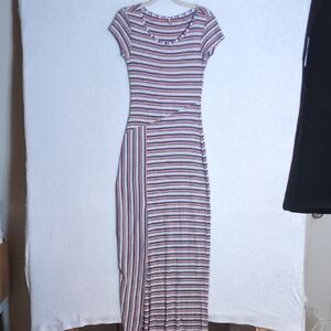 LITS Junior's Colorful Striped Ribbed Bodycon‎ Maxi Dress Size M